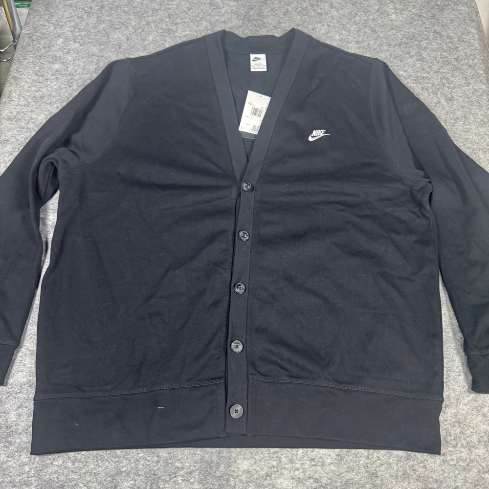 Nike Mens Sportswear Club Fleece Cardigan Black FN3898-010 XXL Tall NWT